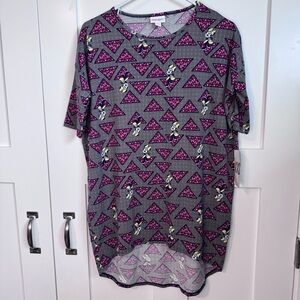 NWT LuLaRoe Irma Disney Minnie‎ Mouse Tunic Top Women's Size XXS Hi Low Hem
